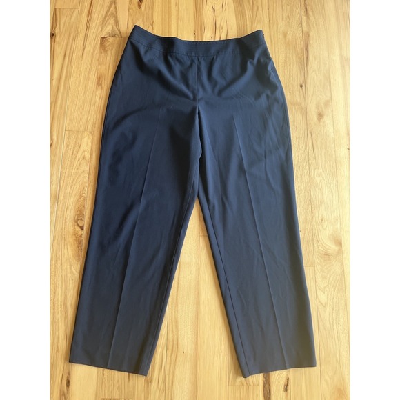 Talbots Navy Blue Ankle Dress Pants Trousers High Rise Sz 14‎ Stretch Side Zip - Picture 2 of 7